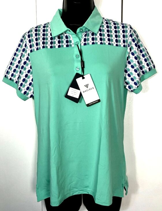 Maelreg Performance Tops - NWT Maelreg Performance Polo 15 Green Button up Size Med